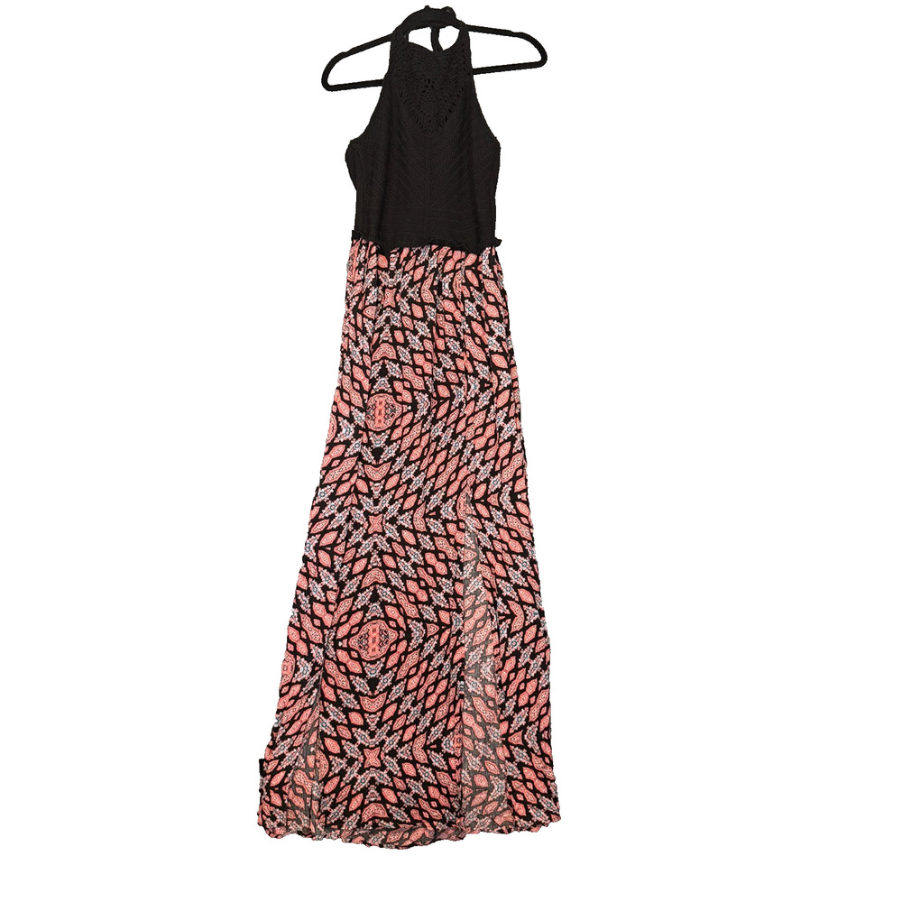 Knox Rose Dress Womens Medium Maxi Crochet Top Floral Slit‎ Cottagecore Bohemian
